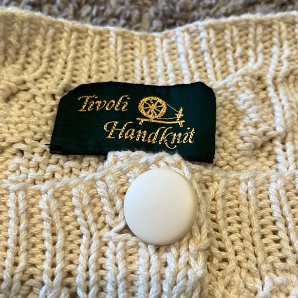 Tivoli Hand knit Chunky Cardigan, 100% cotton  Christmas Sweater Cream Size M/L - Picture 3 of 7